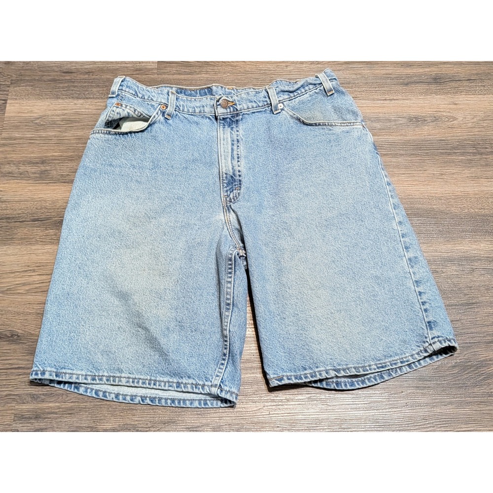 Levis 565 Orange Tab Wide Leg Denim Jorts Mens W36 L13 Light Wash Vintage 90s